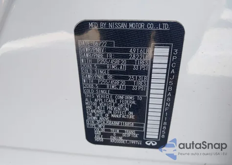 2022 Infiniti Qx50 Luxe из США, поврежденный, VIN 3PCAJ5BA8NF118858